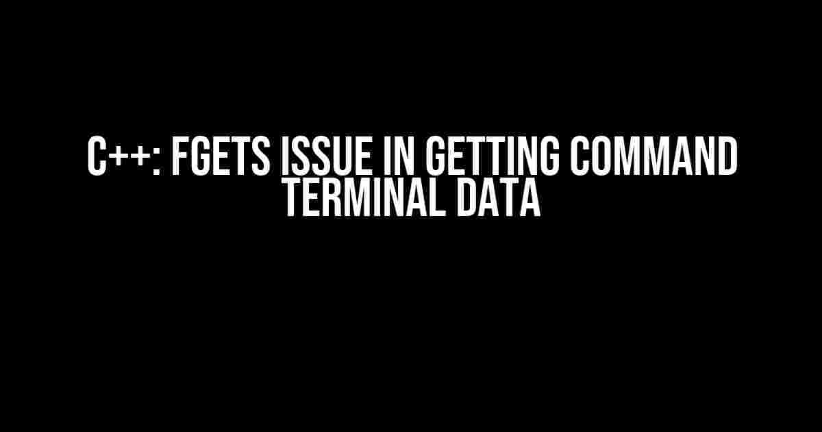 C++: fgets issue in getting command terminal data